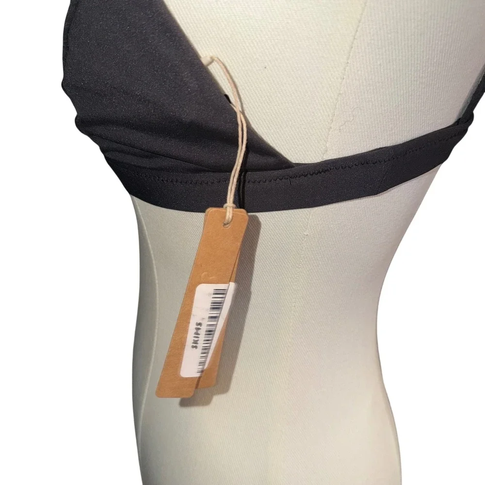 SKIMS Signature Swim Fixed Triangle Top Women Size S Onyx New BT-TRI-7493W